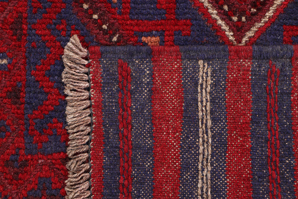 Dark Red Mashwani 2' 2 x 8' 2 - No. 63693 - ALRUG Rug Store