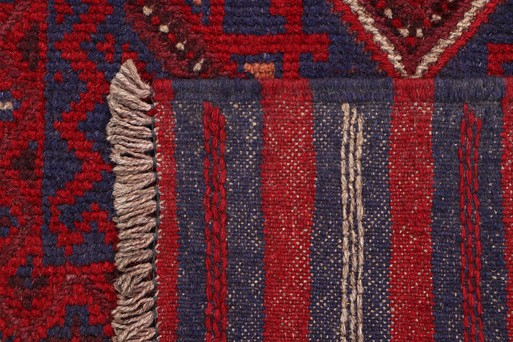 Dark Red Mashwani 2' 2 x 8' 2 - No. 63693 - ALRUG Rug Store