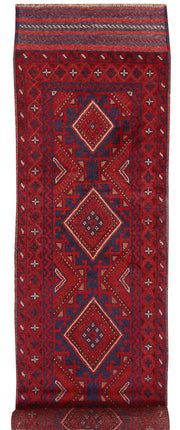 Dark Red Mashwani 2' 2 x 8' 2 - No. 63693 - ALRUG Rug Store