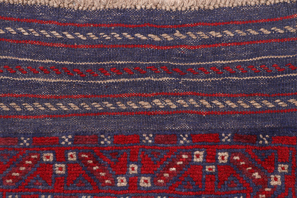 Dark Red Mashwani 2' x 8' 6 - No. 63694 - ALRUG Rug Store