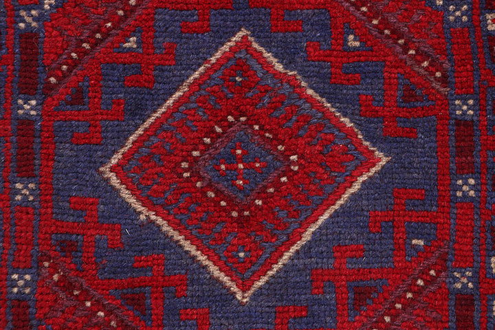 Dark Red Mashwani 2' x 8' 6 - No. 63694 - ALRUG Rug Store