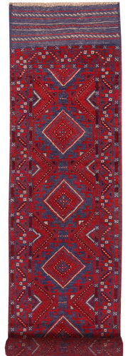 Dark Red Mashwani 2' x 8' 6 - No. 63694 - ALRUG Rug Store