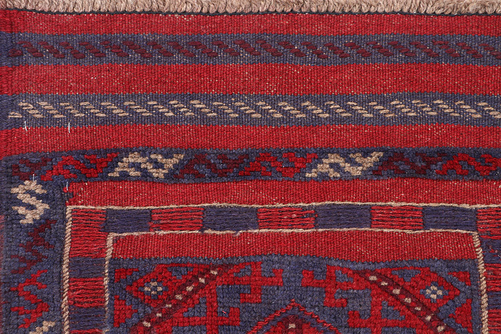 Dark Red Mashwani 2' x 8' 10 - No. 63695 - ALRUG Rug Store