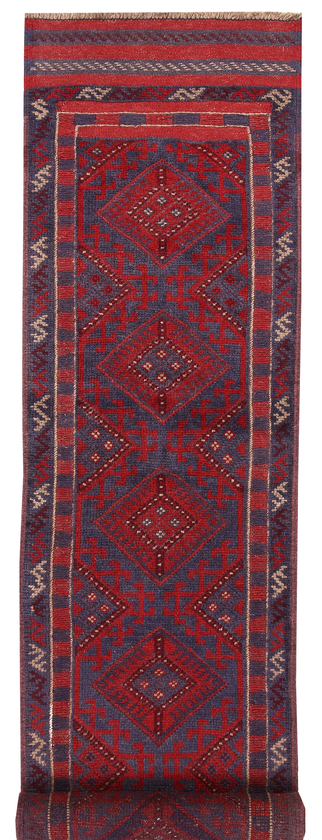 Dark Red Mashwani 2' x 8' 10 - No. 63695 - ALRUG Rug Store