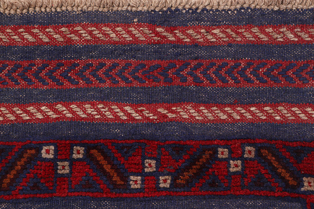 Dark Red Mashwani 2' 1 x 8' 7 - No. 63696 - ALRUG Rug Store