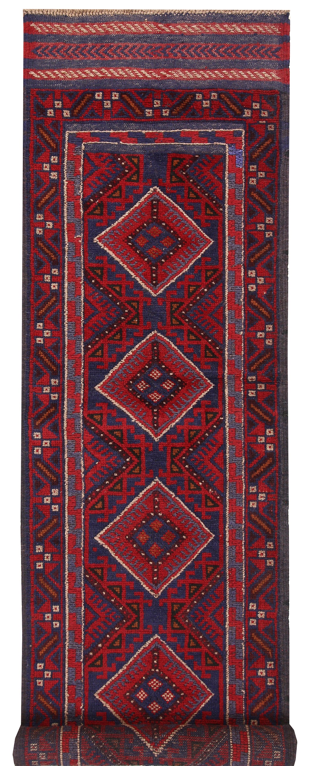Dark Red Mashwani 2' 1 x 8' 7 - No. 63696 - ALRUG Rug Store