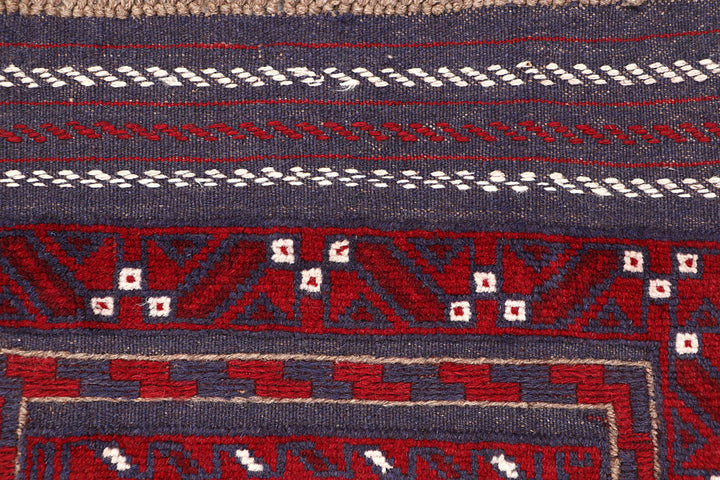 Dark Red Mashwani 2' 1 x 8' 10 - No. 63697 - ALRUG Rug Store