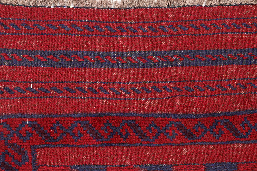 Dark Red Mashwani 2' 2 x 8' 9 - No. 63698 - ALRUG Rug Store