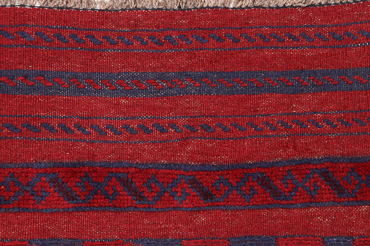 Dark Red Mashwani 2' 2 x 8' 9 - No. 63698 - ALRUG Rug Store