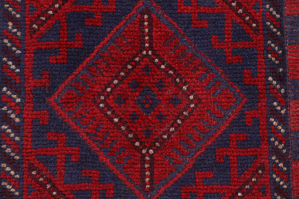 Dark Red Mashwani 2' 2 x 8' 9 - No. 63698 - ALRUG Rug Store