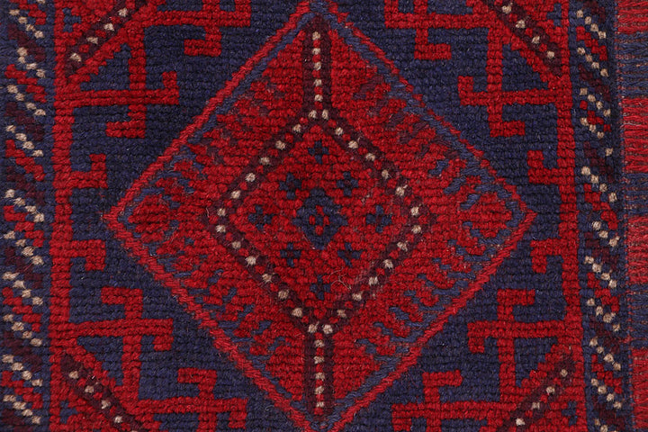 Dark Red Mashwani 2' 2 x 8' 9 - No. 63698 - ALRUG Rug Store