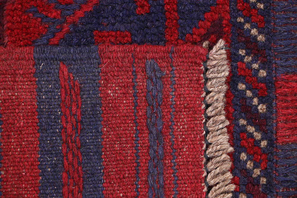 Dark Red Mashwani 2' 2 x 8' 9 - No. 63698 - ALRUG Rug Store