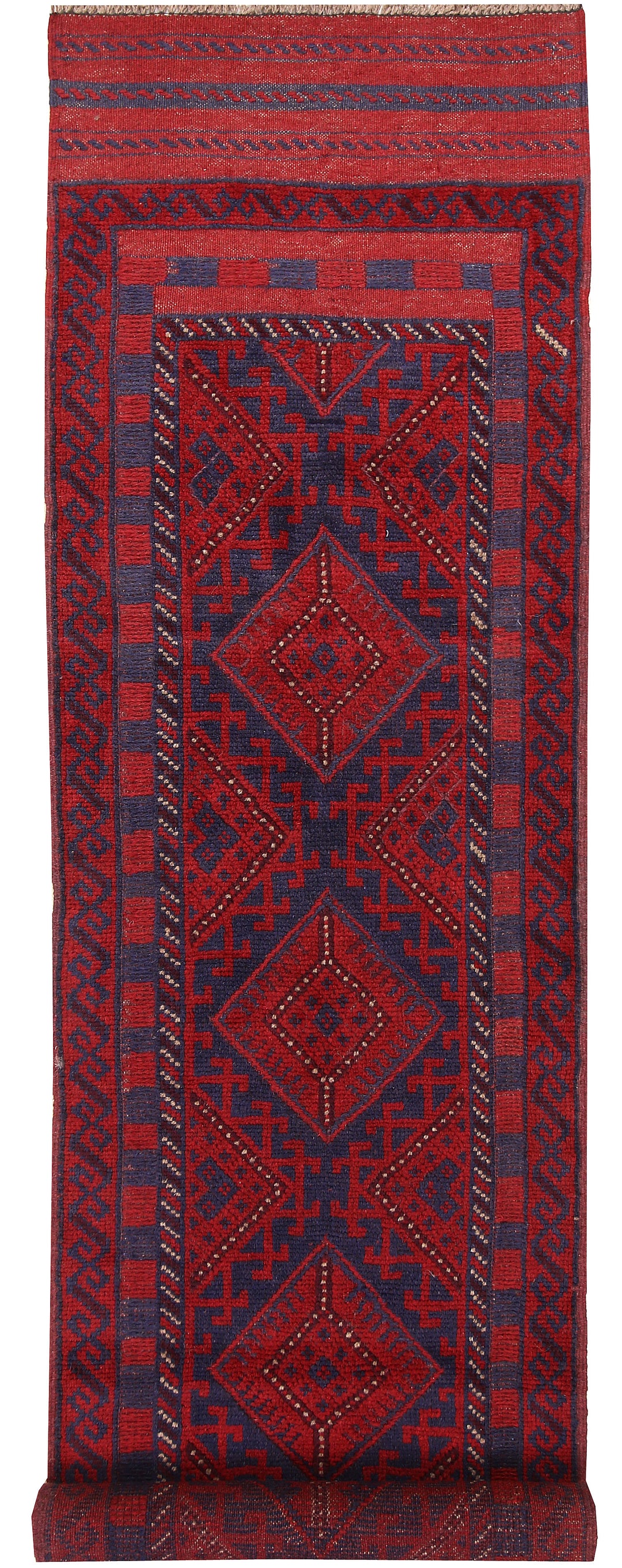 Dark Red Mashwani 2' 2 x 8' 9 - No. 63698 - ALRUG Rug Store