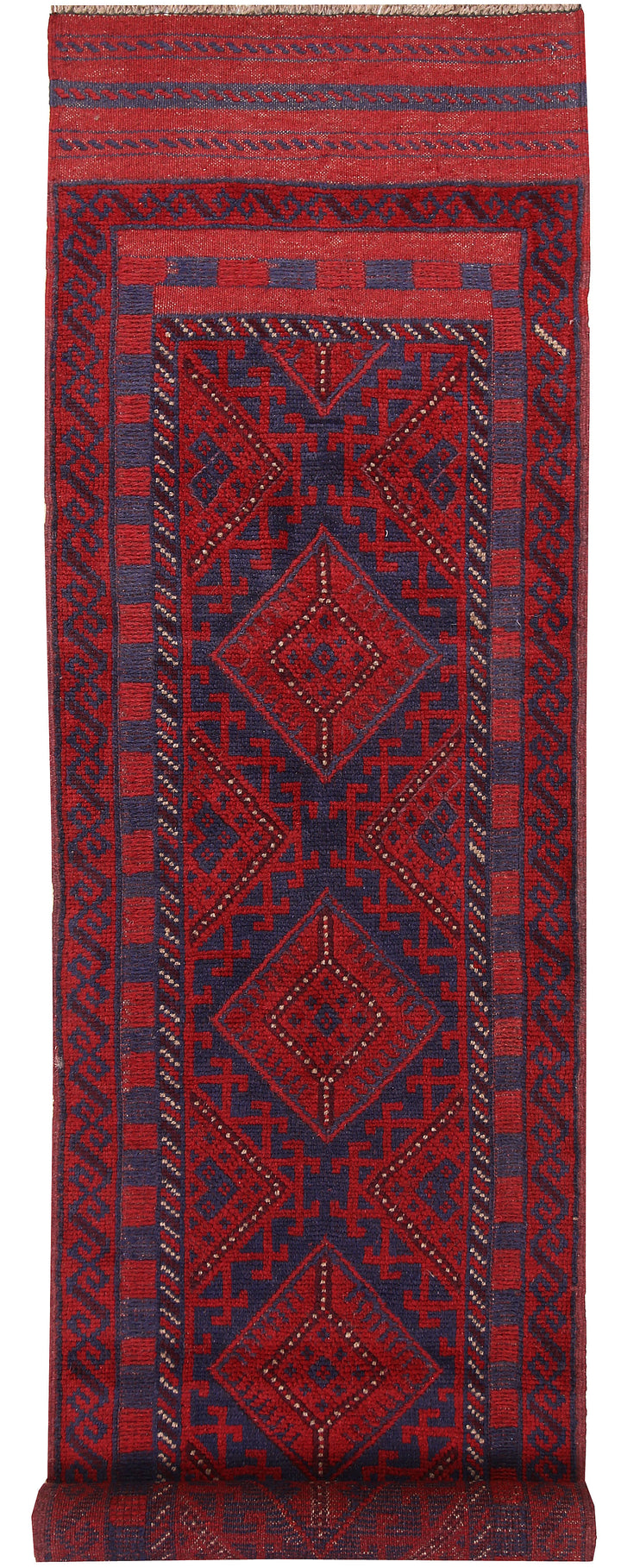 Dark Red Mashwani 2' 2 x 8' 9 - No. 63698 - ALRUG Rug Store