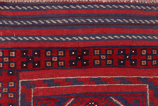 Dark Red Mashwani 2' 2 x 8' 6 - No. 63699 - ALRUG Rug Store