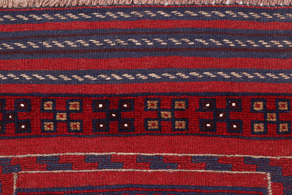 Dark Red Mashwani 2' 2 x 8' 6 - No. 63699 - ALRUG Rug Store