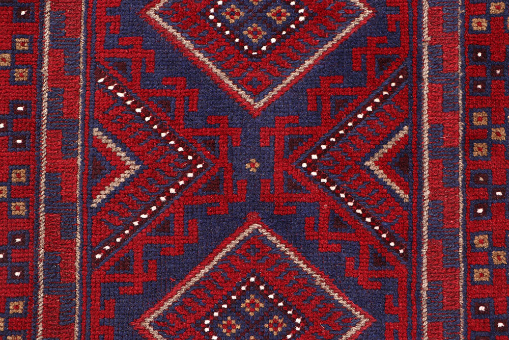 Dark Red Mashwani 2' 2 x 8' 6 - No. 63699 - ALRUG Rug Store