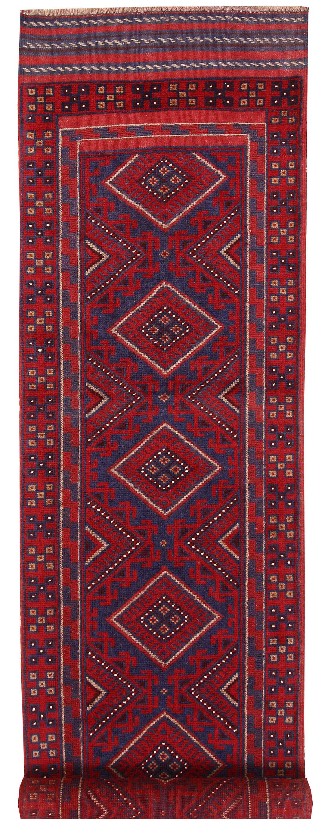 Dark Red Mashwani 2' 2 x 8' 6 - No. 63699 - ALRUG Rug Store