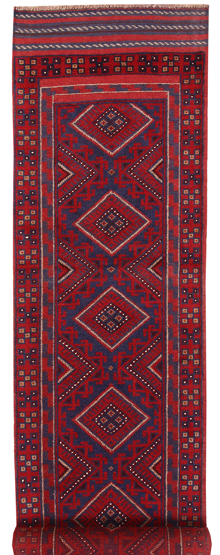 Dark Red Mashwani 2' 2 x 8' 6 - No. 63699 - ALRUG Rug Store