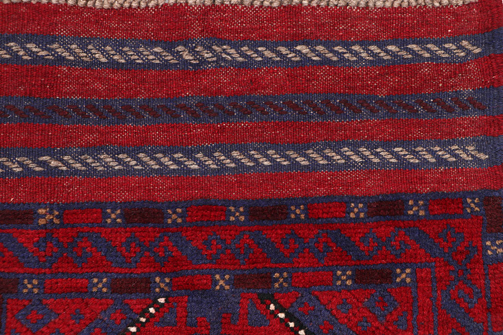 Dark Red Mashwani 2' x 8' 4 - No. 63700 - ALRUG Rug Store