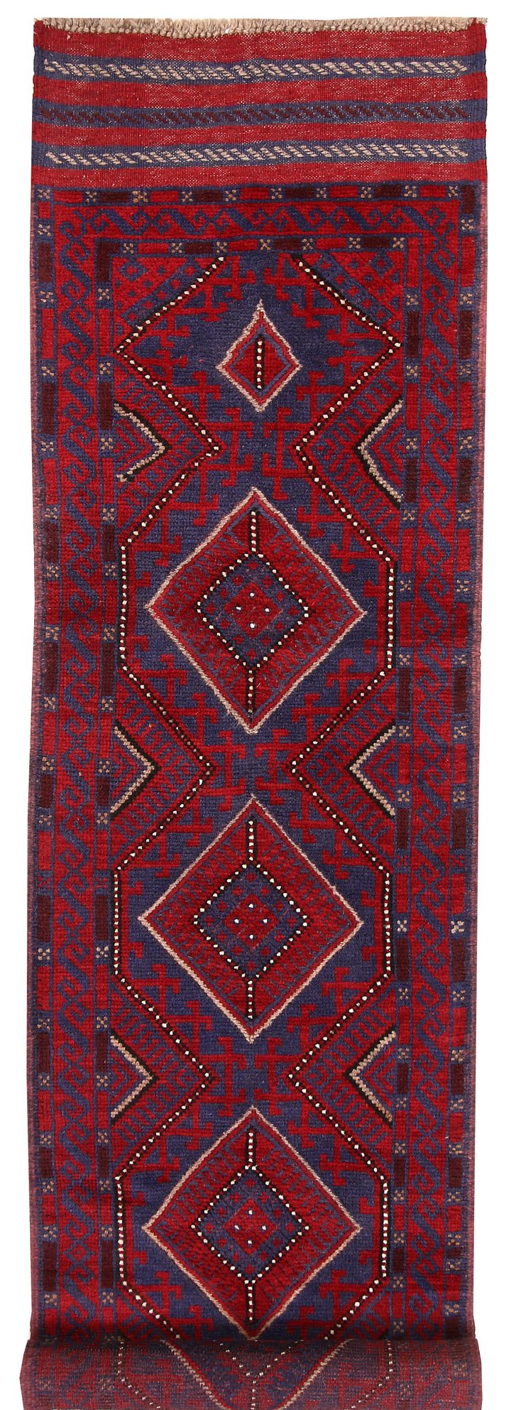 Dark Red Mashwani 2' x 8' 4 - No. 63700 - ALRUG Rug Store