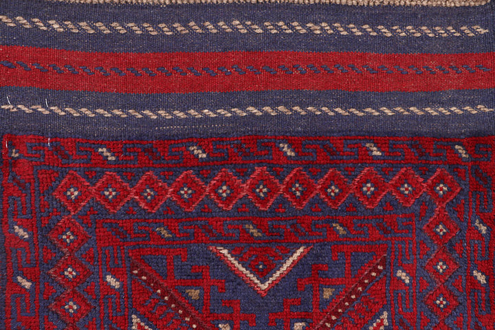 Dark Red Mashwani 2' 2 x 8' 7 - No. 63701 - ALRUG Rug Store