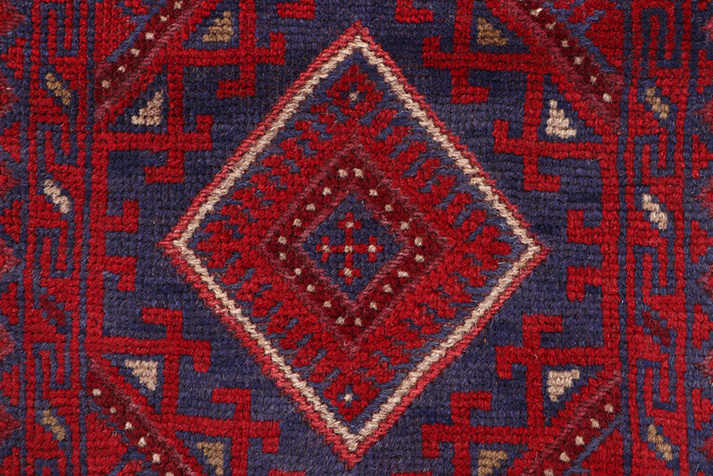 Dark Red Mashwani 2' 2 x 8' 7 - No. 63701 - ALRUG Rug Store