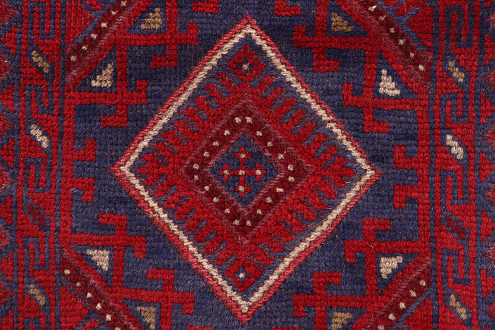 Dark Red Mashwani 2' 2 x 8' 7 - No. 63701 - ALRUG Rug Store