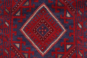 Dark Red Mashwani 2' 2 x 8' 7 - No. 63701 - ALRUG Rug Store