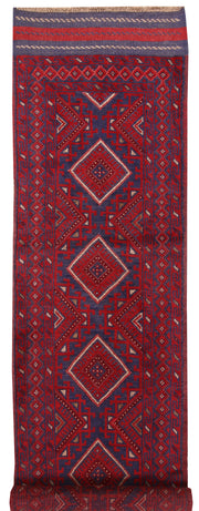 Dark Red Mashwani 2' 2 x 8' 7 - No. 63701 - ALRUG Rug Store