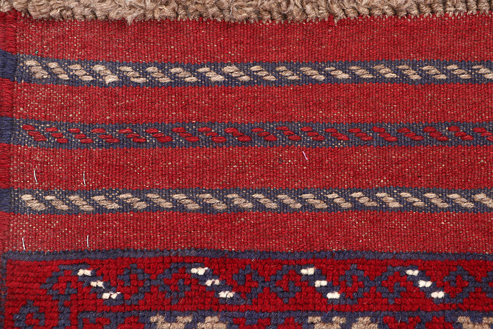 Dark Red Mashwani 2' 1 x 8' - No. 63703 - ALRUG Rug Store