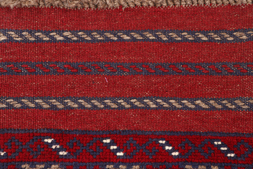Dark Red Mashwani 2' 1 x 8' - No. 63703 - ALRUG Rug Store