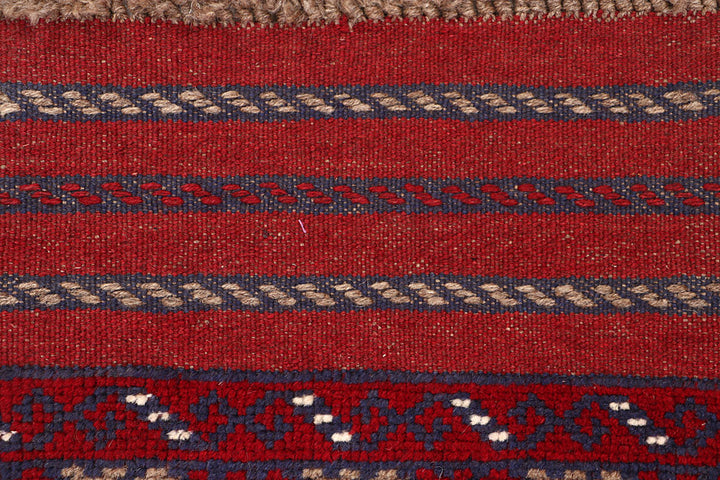 Dark Red Mashwani 2' 1 x 8' - No. 63703 - ALRUG Rug Store