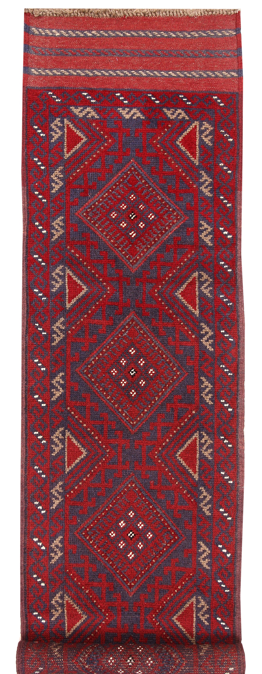 Dark Red Mashwani 2' 1 x 8' - No. 63703 - ALRUG Rug Store
