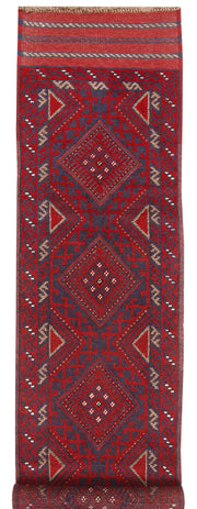 Dark Red Mashwani 2' 1 x 8' - No. 63703 - ALRUG Rug Store