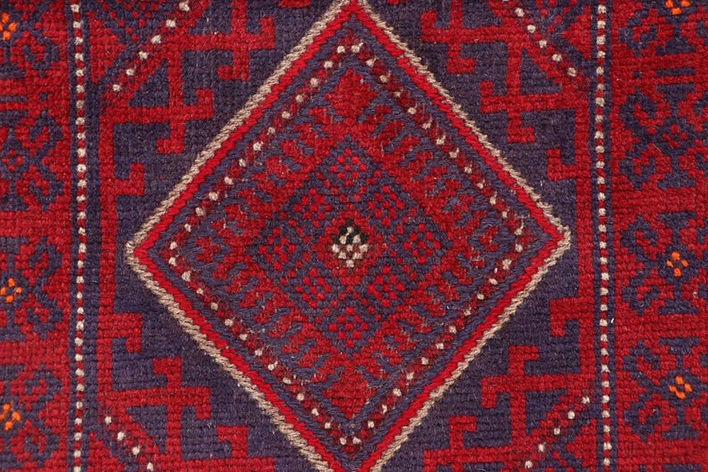Dark Red Mashwani 2' 2 x 8' 4 - No. 63704 - ALRUG Rug Store