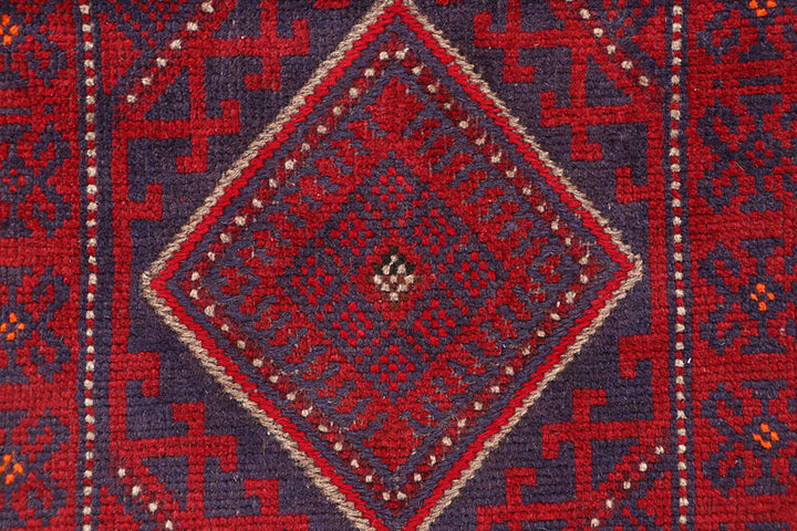 Dark Red Mashwani 2' 2 x 8' 4 - No. 63704 - ALRUG Rug Store