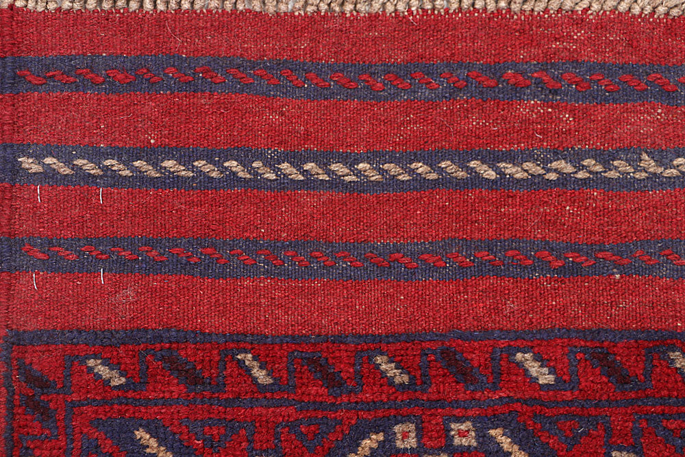 Dark Red Mashwani 2' 1 x 7' 11 - No. 63705 - ALRUG Rug Store