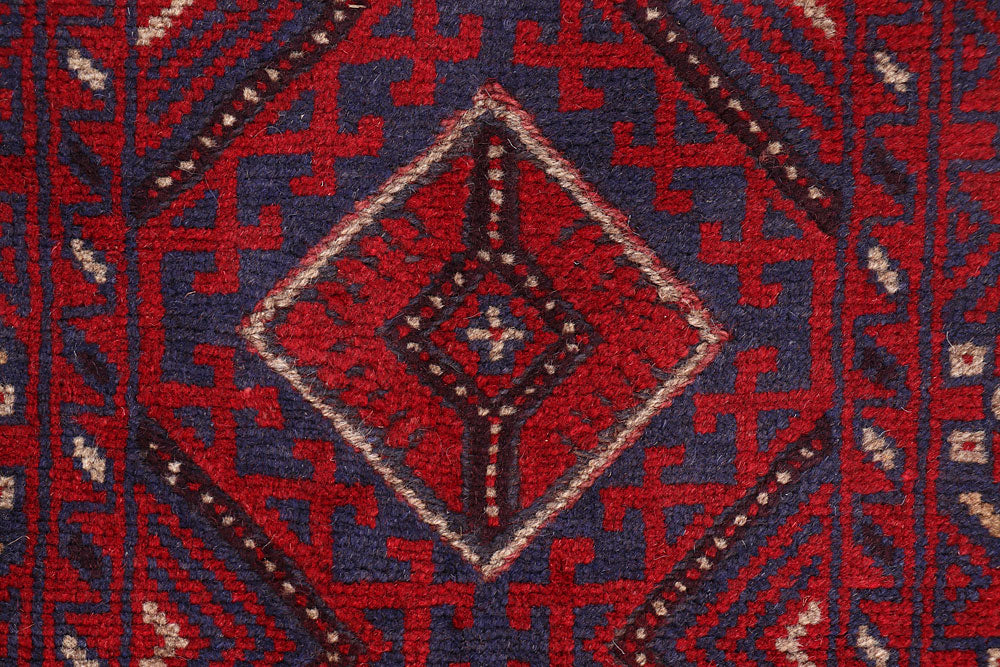 Dark Red Mashwani 2' 1 x 7' 11 - No. 63705 - ALRUG Rug Store