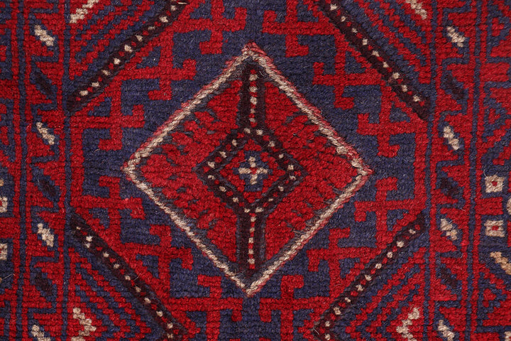Dark Red Mashwani 2' 1 x 7' 11 - No. 63705 - ALRUG Rug Store