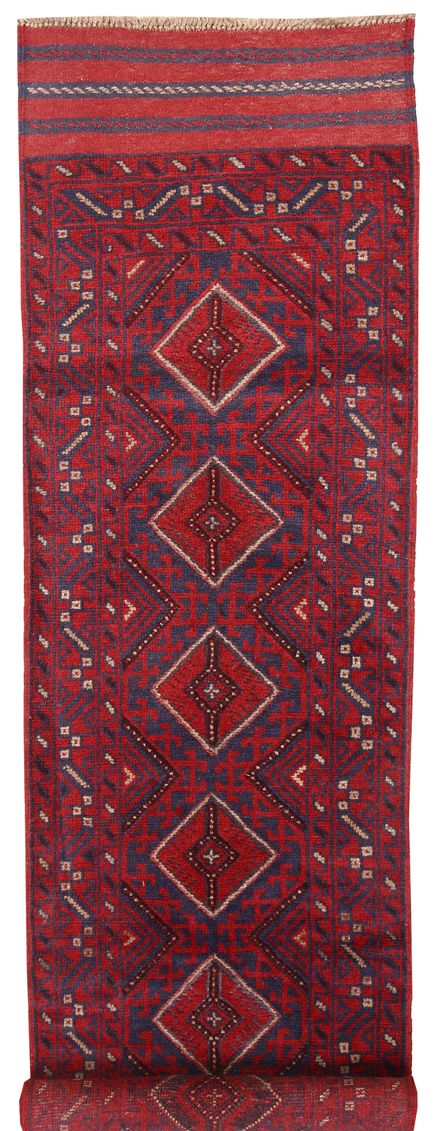 Dark Red Mashwani 2' 1 x 7' 11 - No. 63705 - ALRUG Rug Store