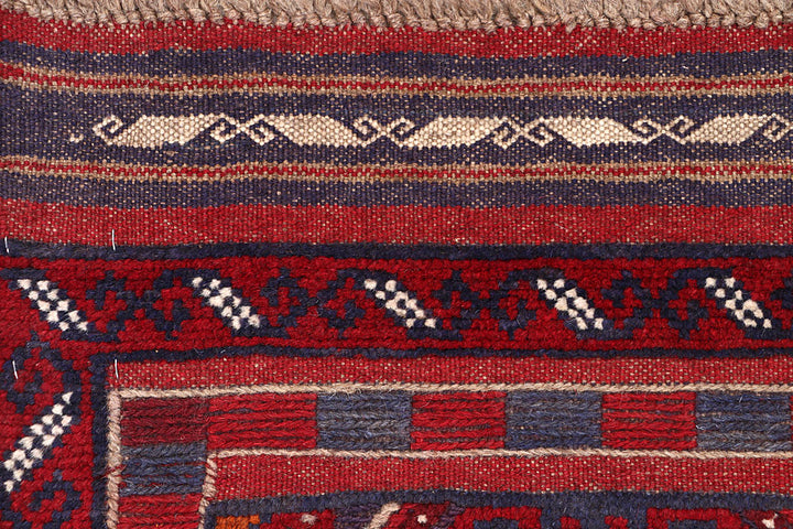 Dark Red Mashwani 2' x 8' 4 - No. 63707 - ALRUG Rug Store