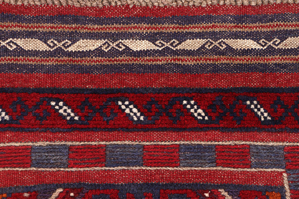 Dark Red Mashwani 2' x 8' 4 - No. 63707 - ALRUG Rug Store