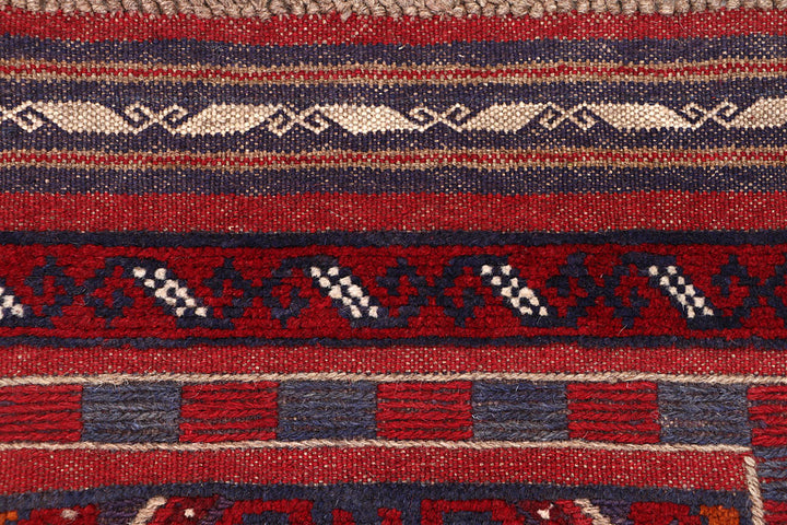 Dark Red Mashwani 2' x 8' 4 - No. 63707 - ALRUG Rug Store