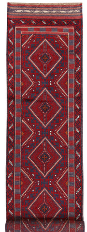 Dark Red Mashwani 2' x 8' 4 - No. 63707 - ALRUG Rug Store