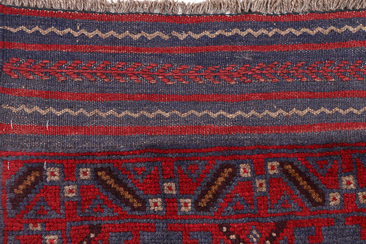 Dark Red Mashwani 2' 2 x 8' 6 - No. 63708 - ALRUG Rug Store