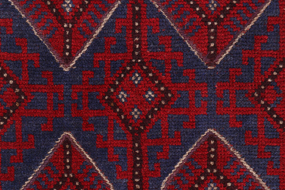 Dark Red Mashwani 2' 2 x 8' 6 - No. 63708 - ALRUG Rug Store
