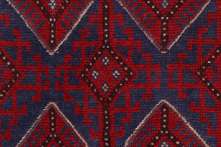 Dark Red Mashwani 2' 2 x 8' 6 - No. 63708 - ALRUG Rug Store