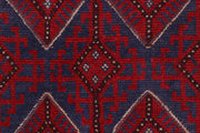 Dark Red Mashwani 2' 2 x 8' 6 - No. 63708 - ALRUG Rug Store