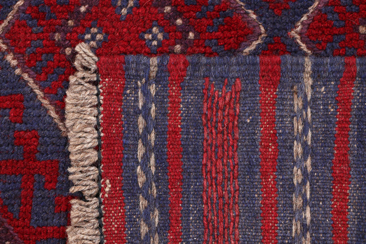 Dark Red Mashwani 2' 2 x 8' 6 - No. 63708 - ALRUG Rug Store